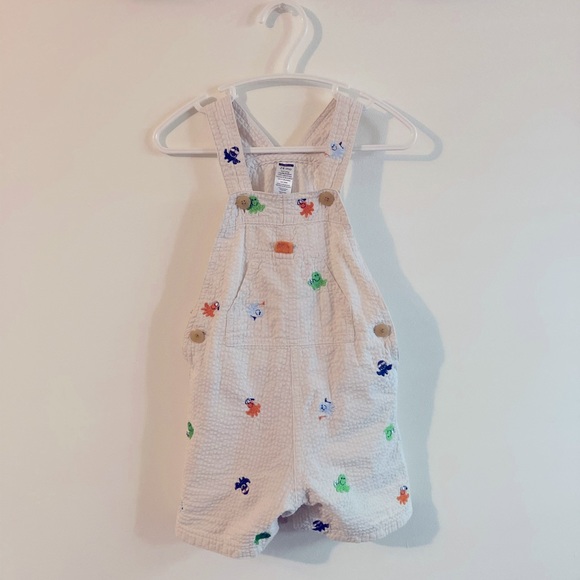 George Embroidered Octopus Short Overalls Toddler Size 24 Months 100% Cotton - Picture 1 of 4